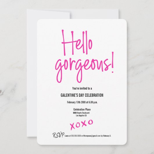 Invitation La Saint Valentin de Galentine Bonjour magnifique  (Devant)