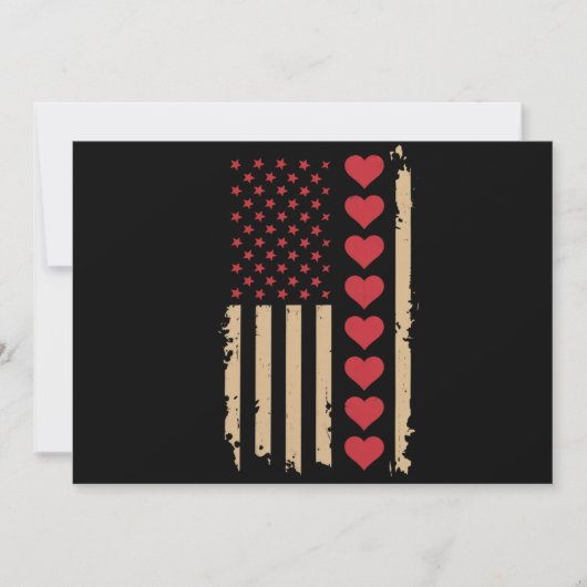 Invitation La Saint-Valentin Drapeaux américains Cœurs (Devant)