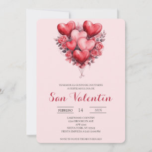 Invitation la Saint-Valentin espagnole avec des cœurs