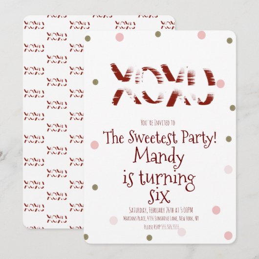 Invitation La Saint-Valentin XOXO Câlins Baisers Confettis Po (Devant / Derrière)