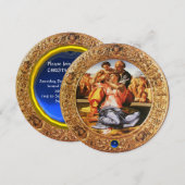 Invitation LA SAINTE FAMILLE NOËL PARTI Blue Sapphire Gem (Devant / Derrière)