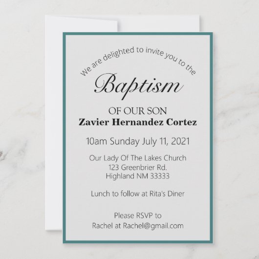 Invitation La Sainte Mère Baptême (Devant)