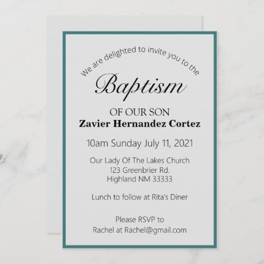 Invitation La Sainte Mère Baptême (Devant / Derrière)