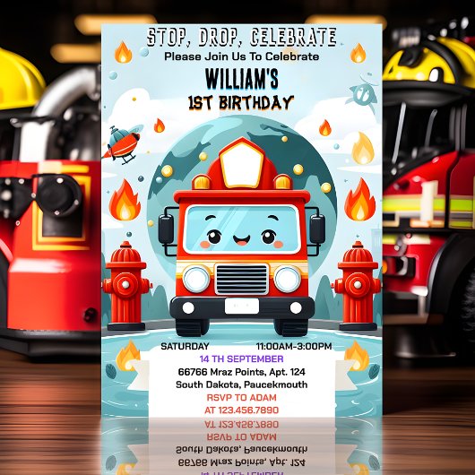 Invitation La sécurité du moteur de camion de feu chaud 1° an