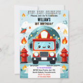 Invitation La sécurité du moteur de camion de feu chaud 1° an (Devant)