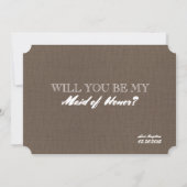Invitation La servante d'honneur Rustic Funny (Dos)