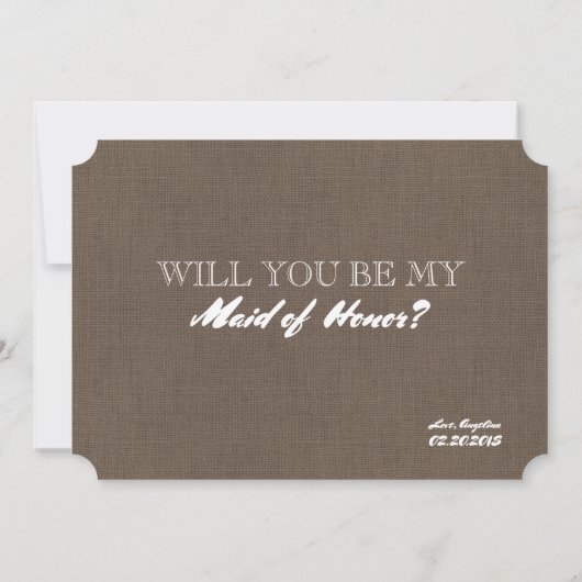 Invitation La servante d'honneur Rustic Funny (Dos)