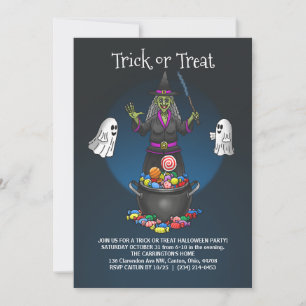Invitation La Sorcière et le Trick or Treat des Fantômes