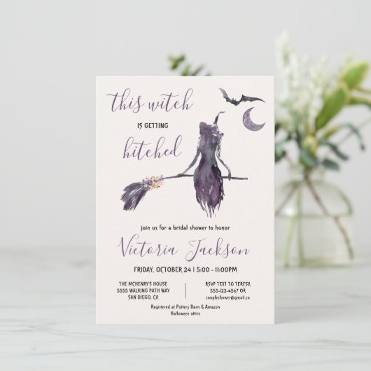 Invitation La sorcière reçoit une Fête des mariées d'Hallowee (Debout devant)