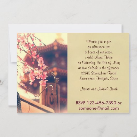 Invitation La superbe pagode fleurit les prunes de Bambou Pri (Dos)