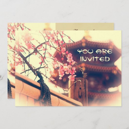 Invitation La superbe pagode fleurit les prunes de Bambou Pri (Devant / Derrière)