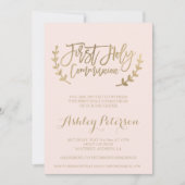 Invitation La typographie de l'or rousse rose Première commun (Devant)