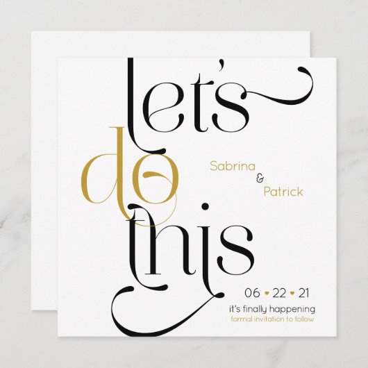 Invitation La typographie en gras permet d'enregistrer la dat (Devant / Derrière)