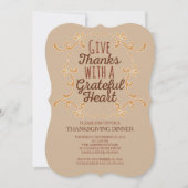 Invitation La Typographie Moderne Donne Merci Dîner Thanksgiv (Devant)