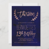 Invitation La typographie rose d'or fait varier le pas (Devant)