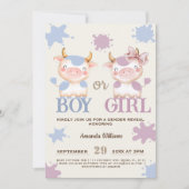 Invitation La vache rose bleu genre révéler (Devant)