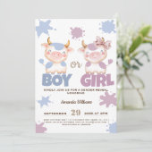 Invitation La vache rose bleu genre révéler (Debout devant)