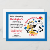 Invitation La vache sur la lune 1er anniversaire (Devant / Derrière)