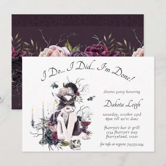 Invitation La Vampiresse | Divorce Party Glamour Gothique et  (Devant / Derrière)