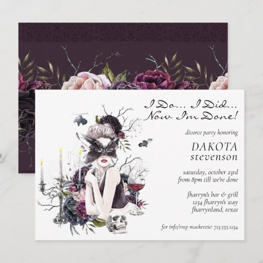 Invitation La Vampiresse | Divorce Party Glamour Gothique et  (Devant / Derrière)