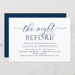 Invitation La veille, Bleu Marine, Dîner De Répétition