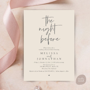 Invitation La veille, Dîner de répétition de mariage moderne