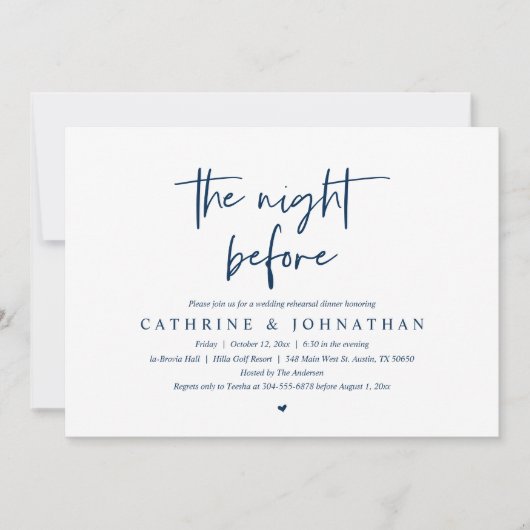 Invitation La veille, Dîner de répétition Mariage (Devant)