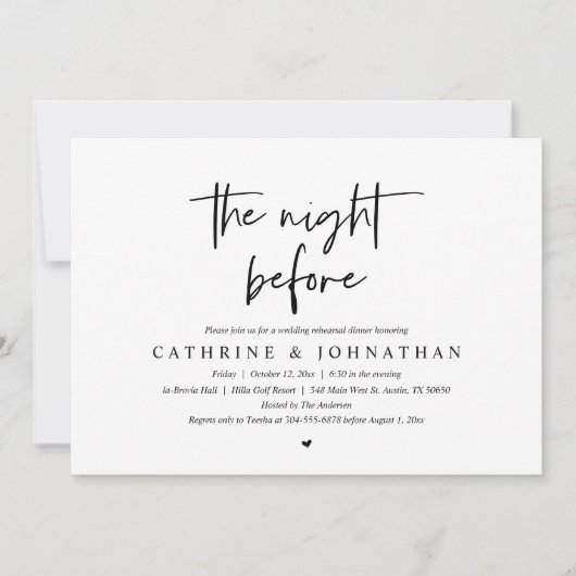 Invitation La veille, Dîner de répétition Mariage (Devant)