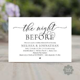 Invitation La veille, Dîner De Répétition Mariage Classique