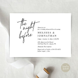 Invitation La veille, Dîner De Répétition Mariage Moderne