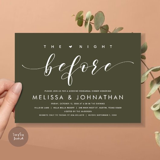 Invitation La veille, Dîner De Répétition Mariage Moderne
