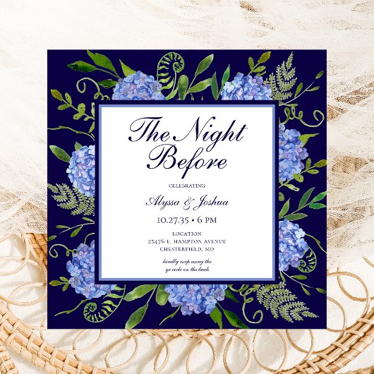 Invitation La veille du code QR de l'hortensia bleu
