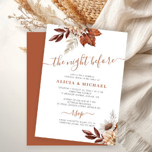Invitation La veille du dîner de répétition de mariage d'auto
