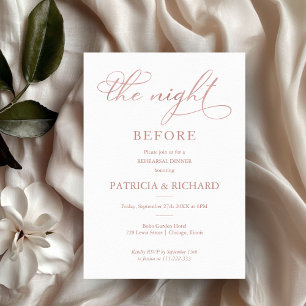 Invitation La veille du dîner de répétition en papier d'or ro