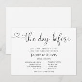 Invitation La veille du dîner de répétition Mariage (Devant / Derrière)