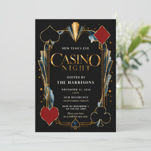 Invitation La veille du Nouvel An Casino de Vegas Nuit Or Art