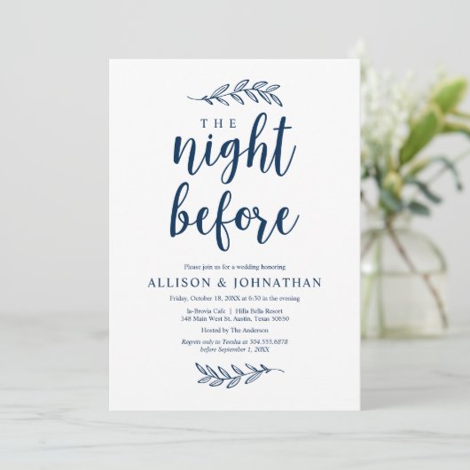 Invitation La veille, Navy Blue, Dîner de répétition (Debout devant)