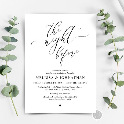 Invitation La veille, Soirée de répétition Mariage