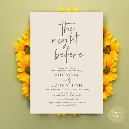 Invitation La veille, Soirée de répétition Mariage