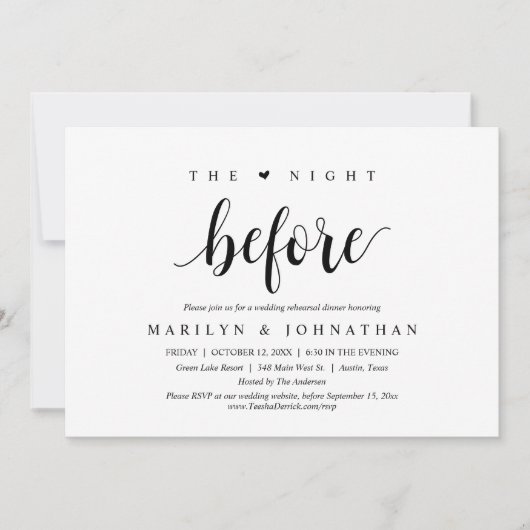 Invitation La veille, Soirée de répétition Mariage (Devant)