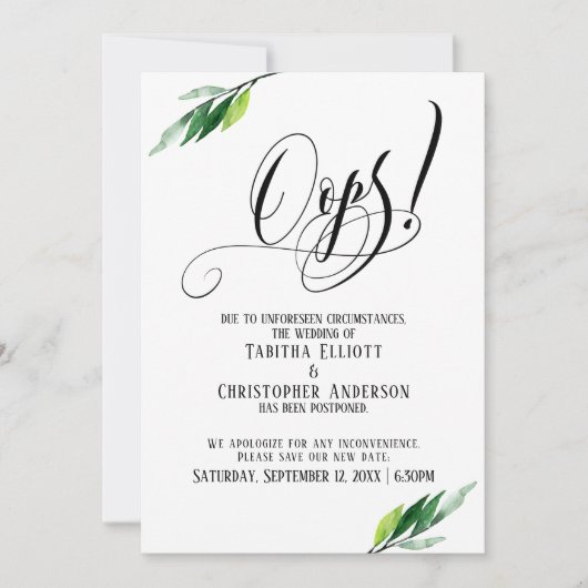 Invitation La verdure a repoussé le Mariage "Oups !" Faire-pa (Devant)