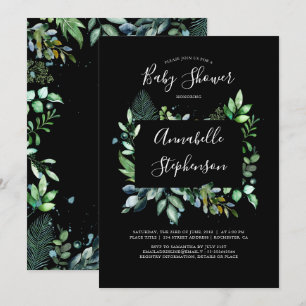 Invitation La verdure Bois Baby shower aquarelle