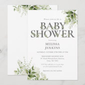 Invitation La verdure botanique Baby shower floral (Devant / Derrière)