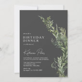 Invitation La verdure botanique | Elégant Moody Anniversaire (Devant)