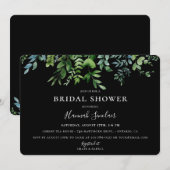 Invitation La verdure botanique Fête des mariées noire (Devant / Derrière)