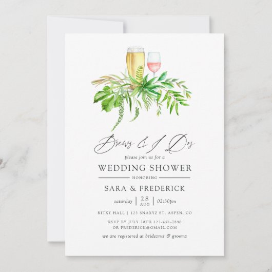 Invitation La Verdure De La Forêt D'Aquarelle Se Déroule Avan (Devant)