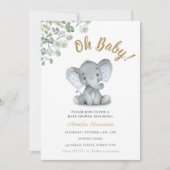 Invitation La verdure des éléphants Baby shower neutre pour l (Devant)