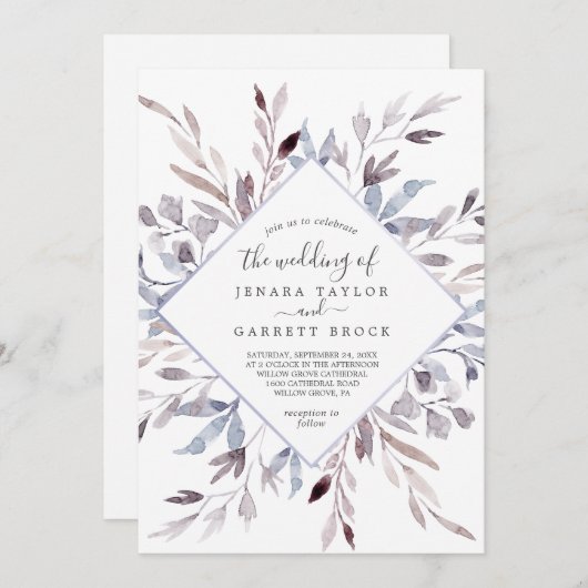 Invitation La verdure d'hiver en un seul Mariage (Devant / Derrière)