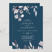 Invitation La verdure d'hiver | Mariage Décontracté bleu (Devant / Derrière)