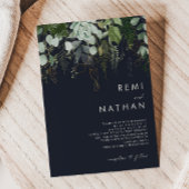 Invitation La verdure et la feuille d'or | Dark Navy Mariage